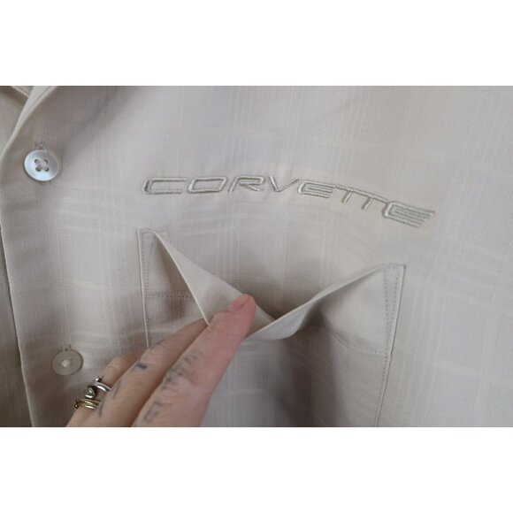 Vintage 90s Y2K Mens Medium Spell Out Corvette Racing Short Sleeve Button Shirt - Picture 5 of 15